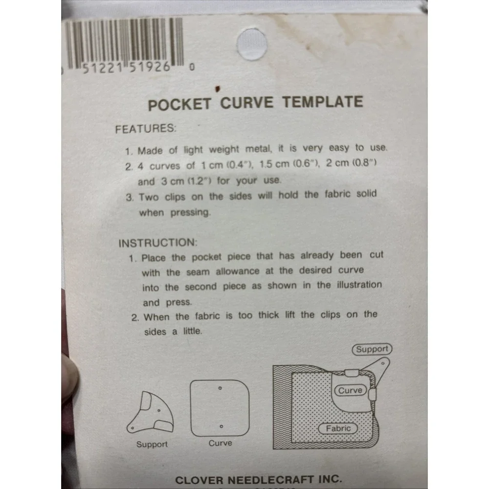 Vintage Clover Pocket Curve Template Art No. 461 Made In Japan